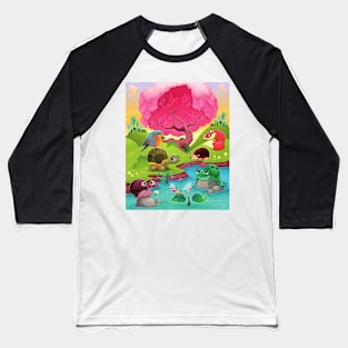 Animal Pond Scene Baseball T-Shirt